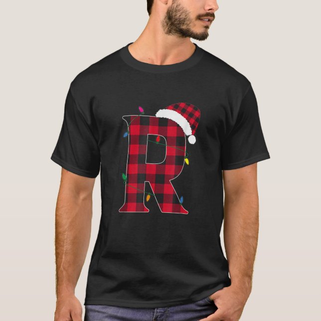 Awesome Letter R Initial Name Buffalo Plaid Christ T-Shirt (Vorderseite)