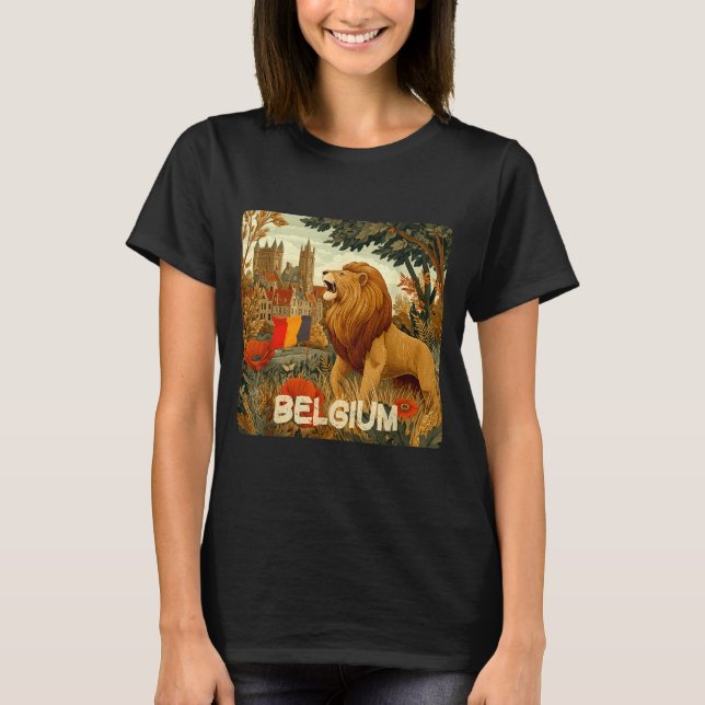 Awesome Lion In Belgium Colors Costume  T-Shirt (Vorderseite)