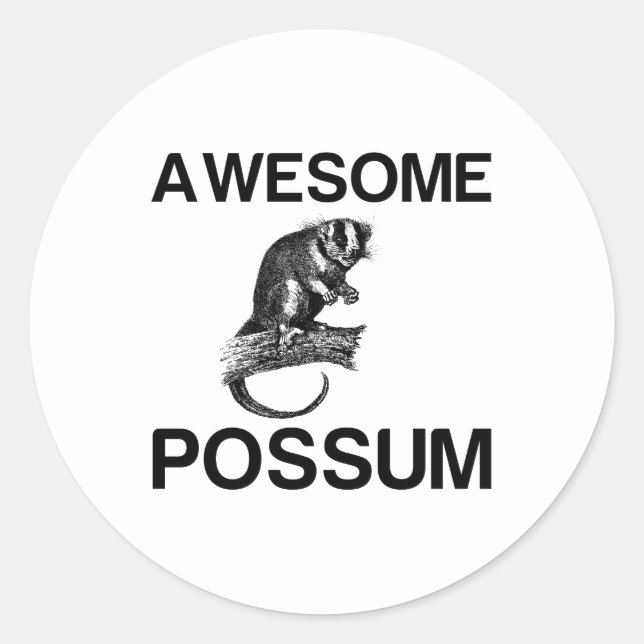 AWESOME POSSUM RUNDER AUFKLEBER (Vorderseite)