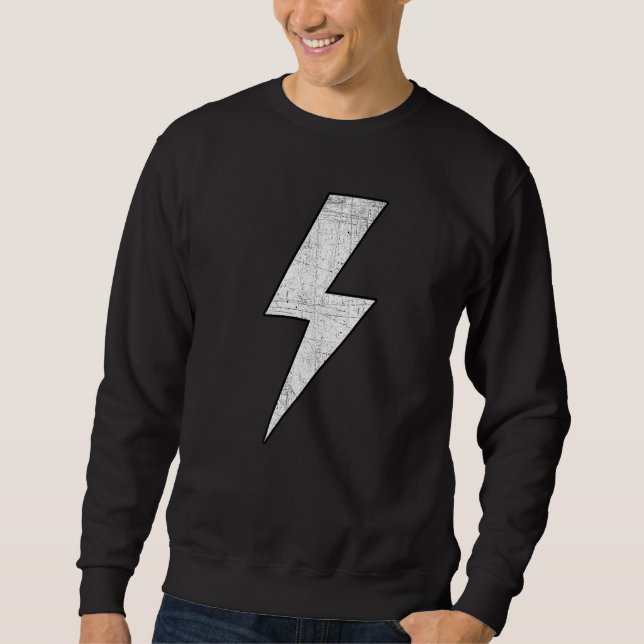 Awesome Retro Front & Back BLACK & WHITE Lightning Sweatshirt (Vorderseite)