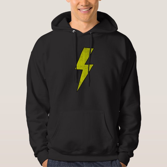 Awesome Retro Front & Back BLACK & YELLOW Lightnin Hoodie (Vorderseite)