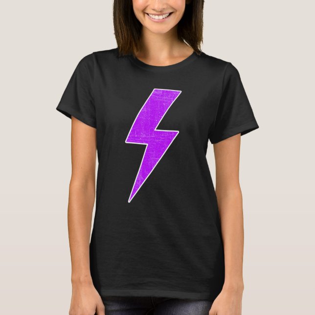 Awesome Retro Front & Back PURPLE & WHITE Lightnin T-Shirt (Vorderseite)