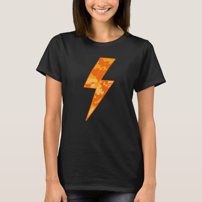 Awesome Retro ORANGE FALL CAMO Lightning Bolt   T-Shirt (Vorderseite)