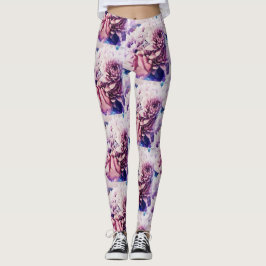 Awesome Rose Chrysanthemum Fleurs Leggings