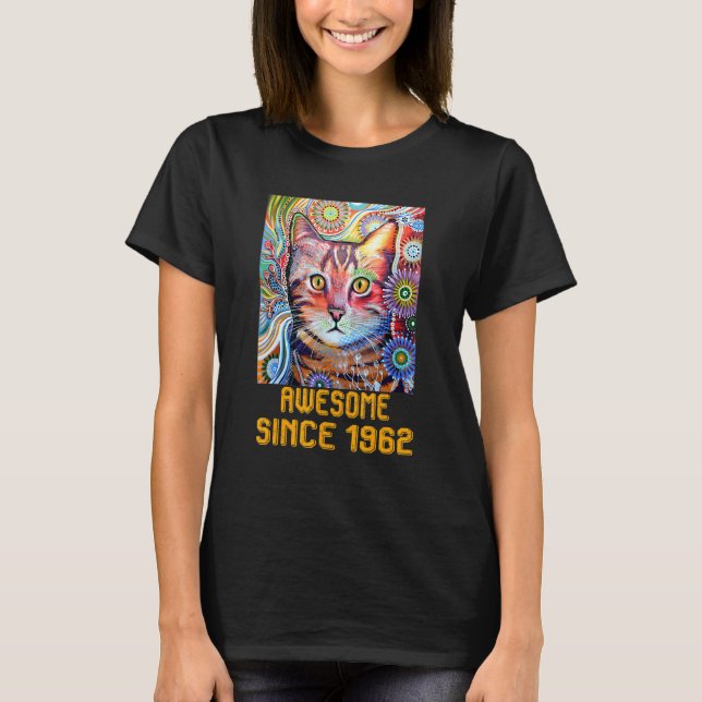 Awesome Since 1962  Cat 60th Birthday T-Shirt (Vorderseite)