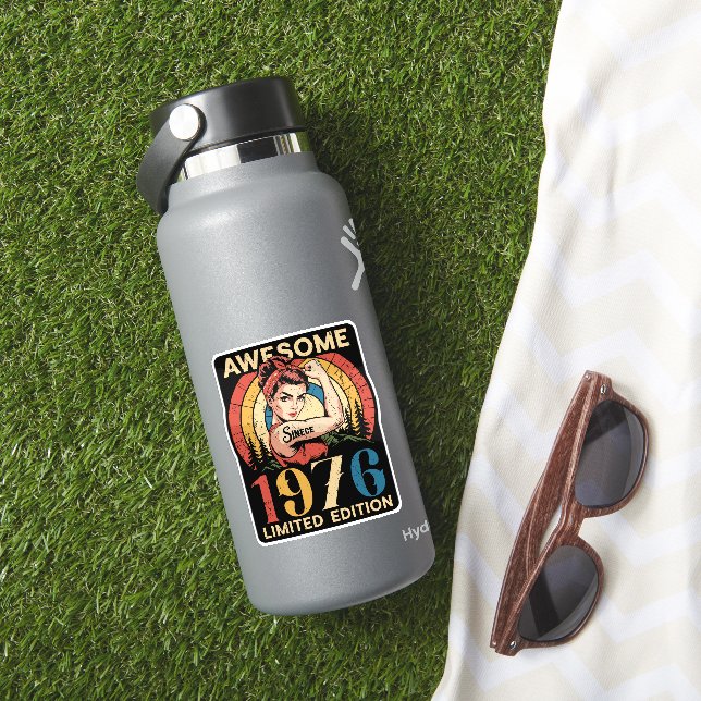 Awesome Since 1976 50th Women's Birthday Retro  Aufkleber (HydroFlask Insitu)