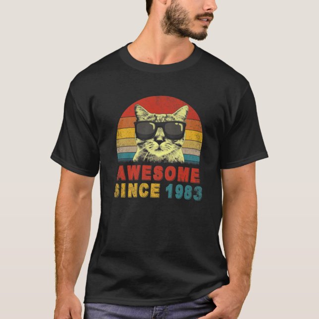 Awesome Since 1983 40Th Birthday Gifts Cat Lover T-Shirt (Vorderseite)