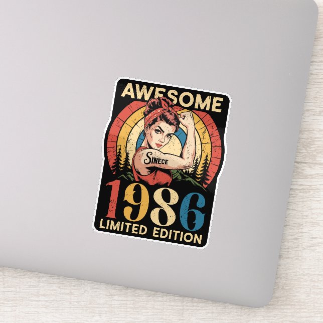 Awesome Since 1986 Retro 40th Women's Birthday  Aufkleber (Detail)