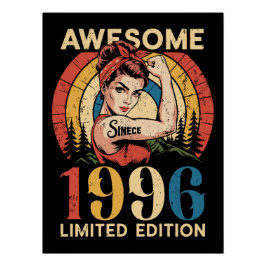 Awesome Since 1996 Retro 30th Women's Birthday Poster