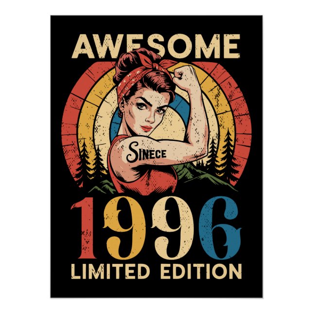 Awesome Since 1996 Retro 30th Women's Birthday Poster (Vorderseite)
