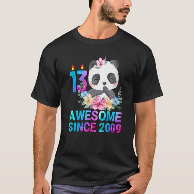 Awesome Since 2009 Cute Panda 13 Years Old 13 Birt T-Shirt (Vorderseite)