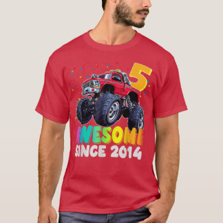 Awesome Since 2017 5th Birthday Boy Monster Truck T-Shirt
