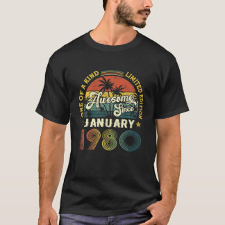Awesome Since January 1980 42 Years Old 42Nd Birth T-Shirt