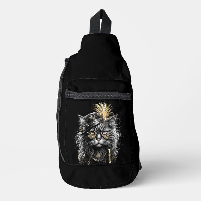Awesome Steampunk Cat  Crossbody Bag (Vorderseite)