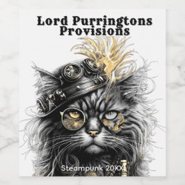 Awesome Steampunk Cat  Weinetikett
