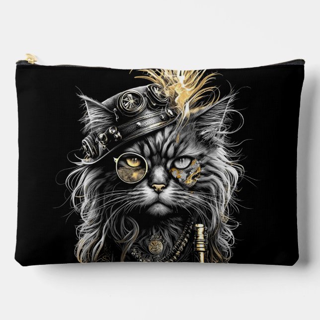 Awesome Steampunk Cat  Zubehörtasche (Vorderseite)