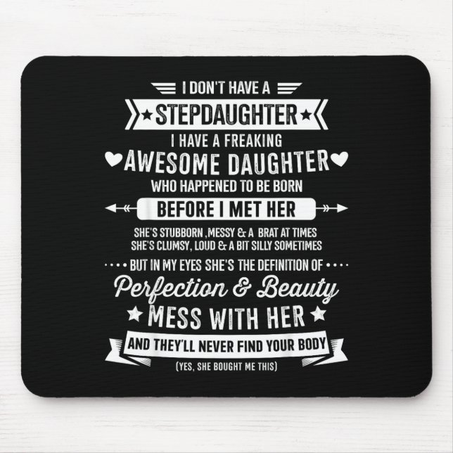 Awesome Stepdaughter For Step Bonus Dad Fathers Da Mousepad (Vorne)