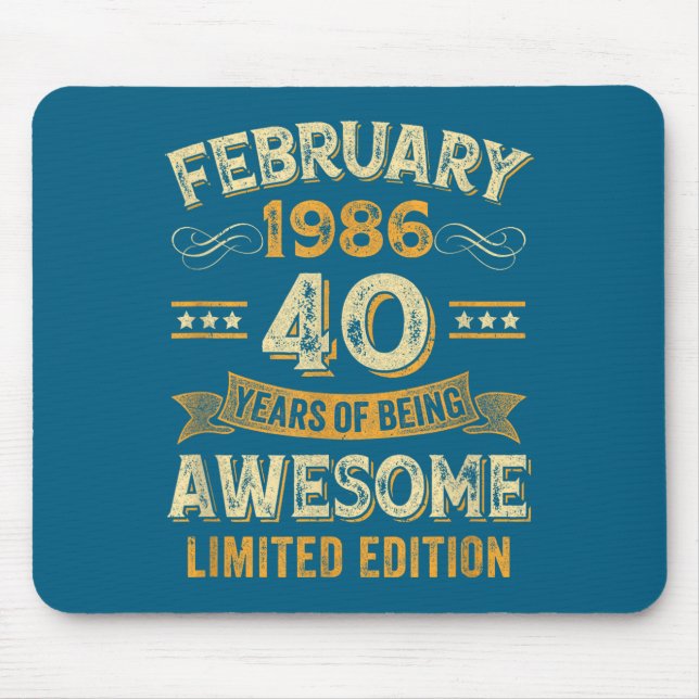 Awesome Vintage February 1986 40th Birthday  Mousepad (Vorne)