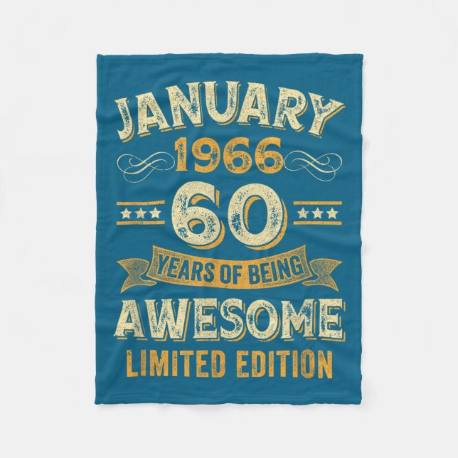 Awesome Vintage January 1966 60th Birthday  Fleecedecke (Vorderseite)
