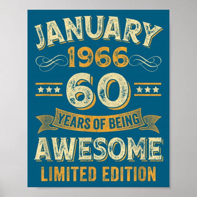 Awesome Vintage January 1966 60th Birthday  Poster (Vorne)
