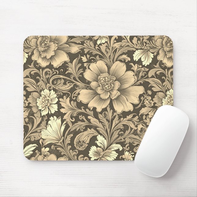 Awesome Vintage Sepia Floral Pattern  Mousepad (Mit Mouse)