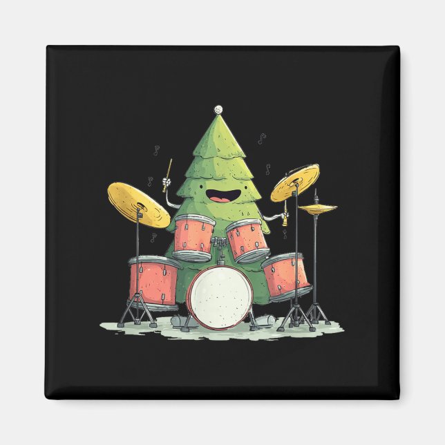 Awesome Xmas Tree With Drums For Rocking Christmas Magnet (Vorne)