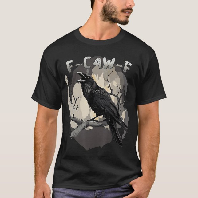 awF Black Crow Pun Funny Bird Cawing Grunge Funny T-Shirt (Vorderseite)