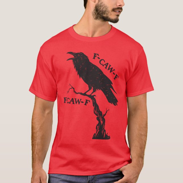 awF Black Crow Pun Funny Bird Cawing Grunge Long S T-Shirt (Vorderseite)
