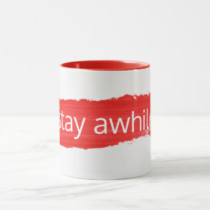AWHILE-Text auf der Tasse Roter Paint bleibe