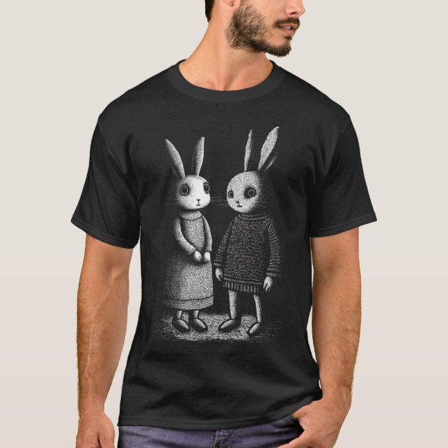 Awkward Creepy Bunny Rabbits Silently Judge You T-Shirt (Vorderseite)