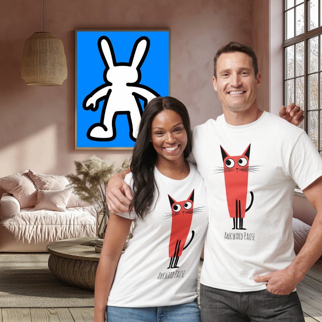 Awkward Pause Chat | Funny Minimalistisch Cartoon T-Shirt (Von Creator hochgeladen)