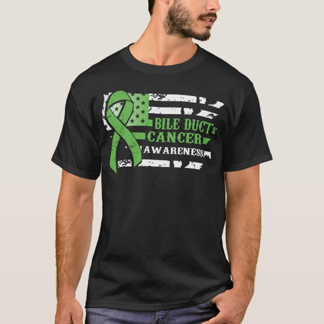 Awkward Style USA Flag Bile Duct Cancer Awareness T-Shirt (Vorderseite)