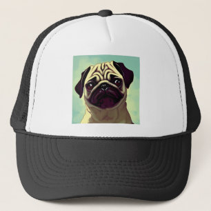 Awww Cartoon Niedlicher Mops je für Adoption Truckerkappe