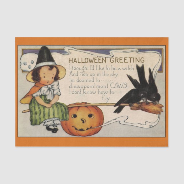 Awww! Niedliche Halloween Hexe! Seidenpapier (Vorderseite)