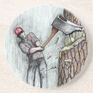 Ax Man no chainsaw Getränkeuntersetzer