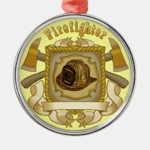 Ax Shield FireFighter Silbernes Ornament