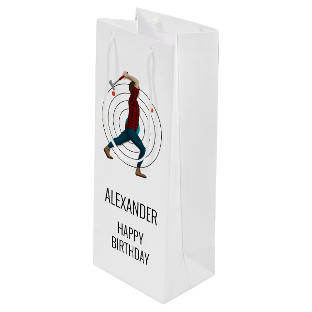 Ax Throwing Geschenktüte Für Weinflaschen (Vorderseite Schrägansicht)