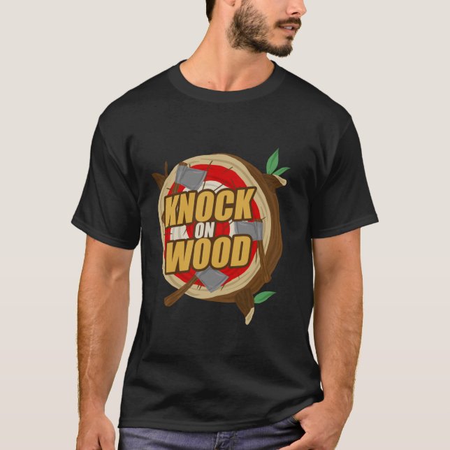Ax-Throwing Lumberjack Hatchet auf Holz Funn T-Shirt (Vorderseite)
