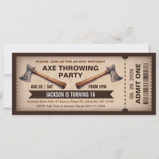 Axe Throwing Birthday Invitation (Devant)