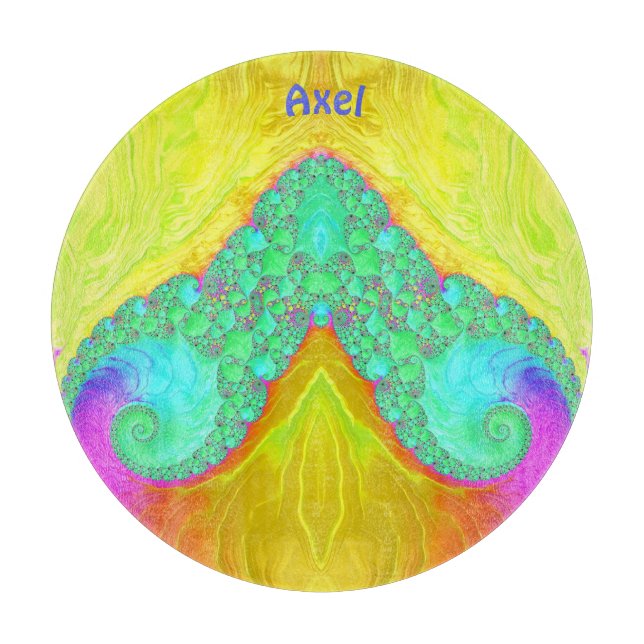 AXEL~ 3D Gelbgrün rosa Originaldesign Schneidebrett (Vorderseite)