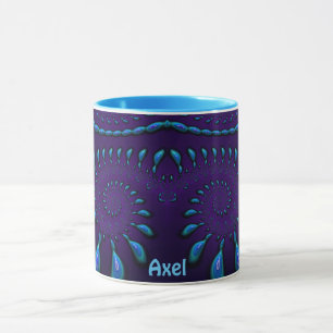 AXEL ~ GLOSSY 3D Zany Blue Fraktal ~ Tasse