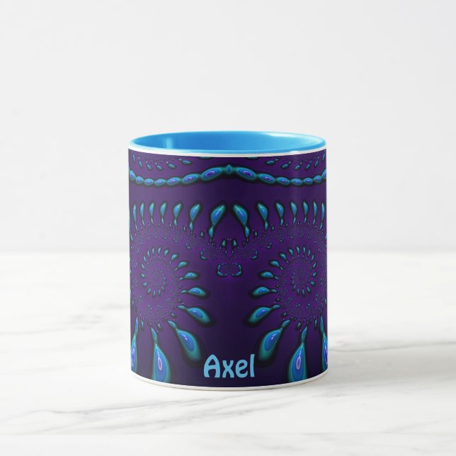 AXEL ~ GLOSSY 3D Zany Blue Fraktal ~ Tasse (Zentrum)