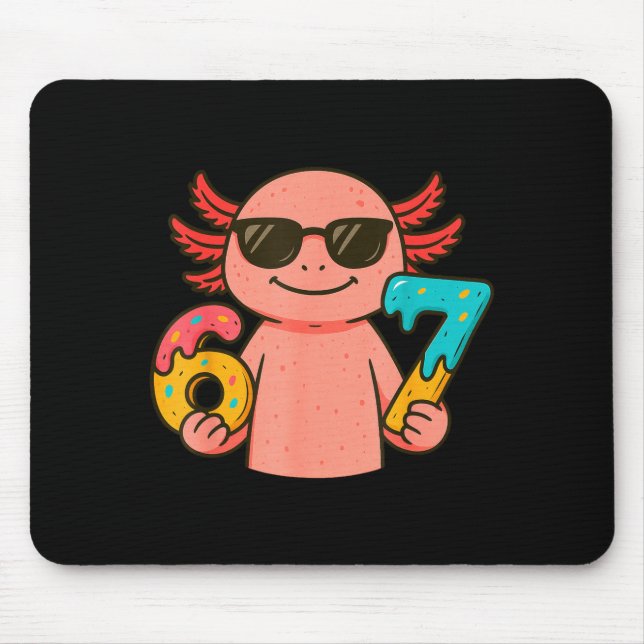 Axolotl 67 Meme Six Seven Funny Ice Cream Drip  Mousepad (Vorne)