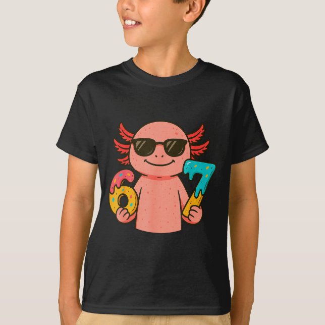 Axolotl 67 Meme Six Seven Funny Ice Cream Drip  T-Shirt (Vorderseite)