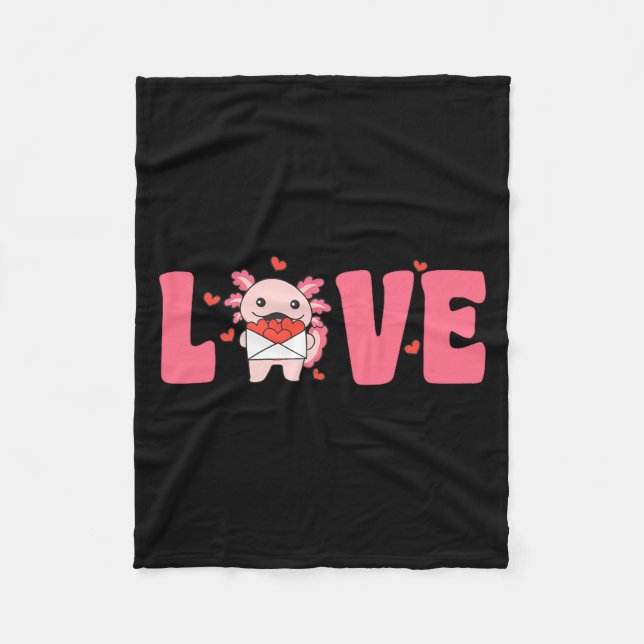 Axolotl Animals With Hearts Love Premium Tri-blend Fleecedecke (Vorderseite)
