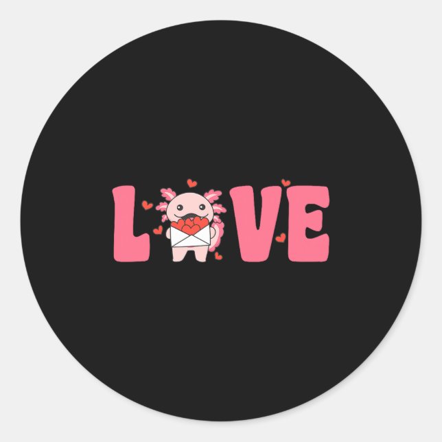 Axolotl Animals With Hearts Love Premium Tri-blend Runder Aufkleber (Vorderseite)