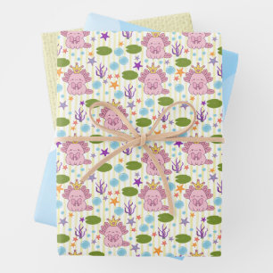 Axolotl Aquarium Girl Geschenkpapier Set