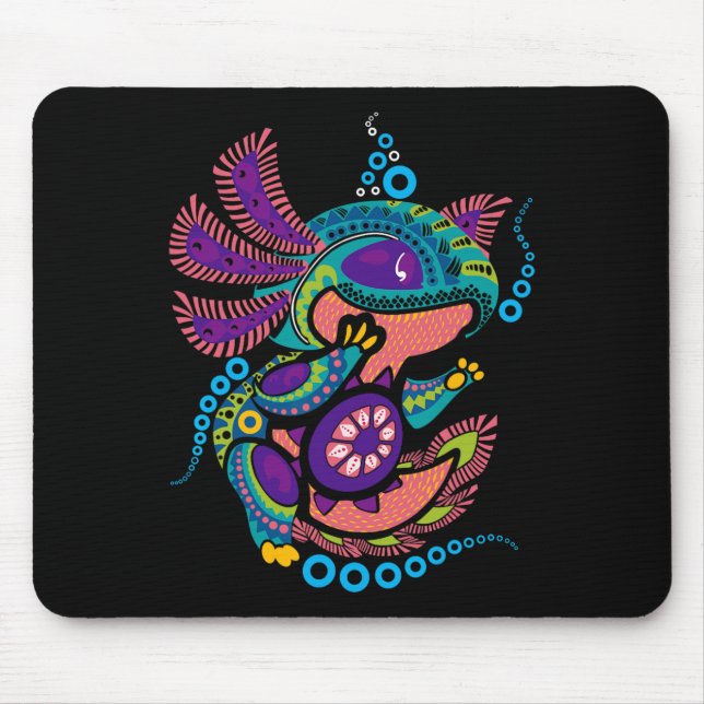 Axolotl Art Aztec Mexican Salamander Mexico Cinco Mousepad (Vorne)