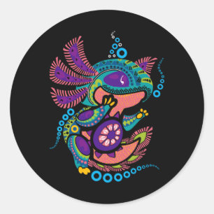 Axolotl Art Aztec Mexican Salamander Mexico Cinco Runder Aufkleber