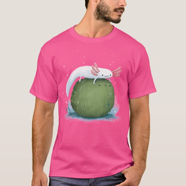 Axolotl auf einem Mossball T-Shirt (Vorderseite)